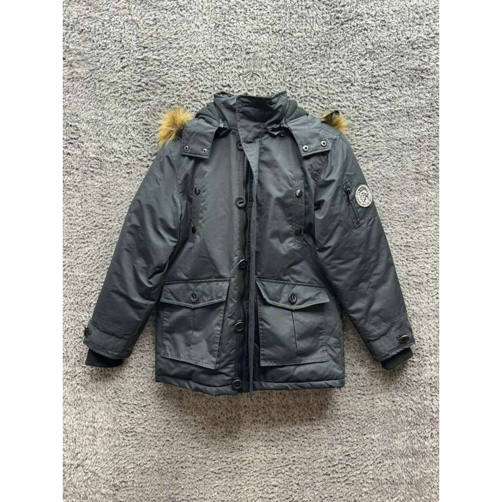 Diesel Faux Fur Hood Full Zip Quilted Winter Parka Jacket Black Kids‎ Size 10/12